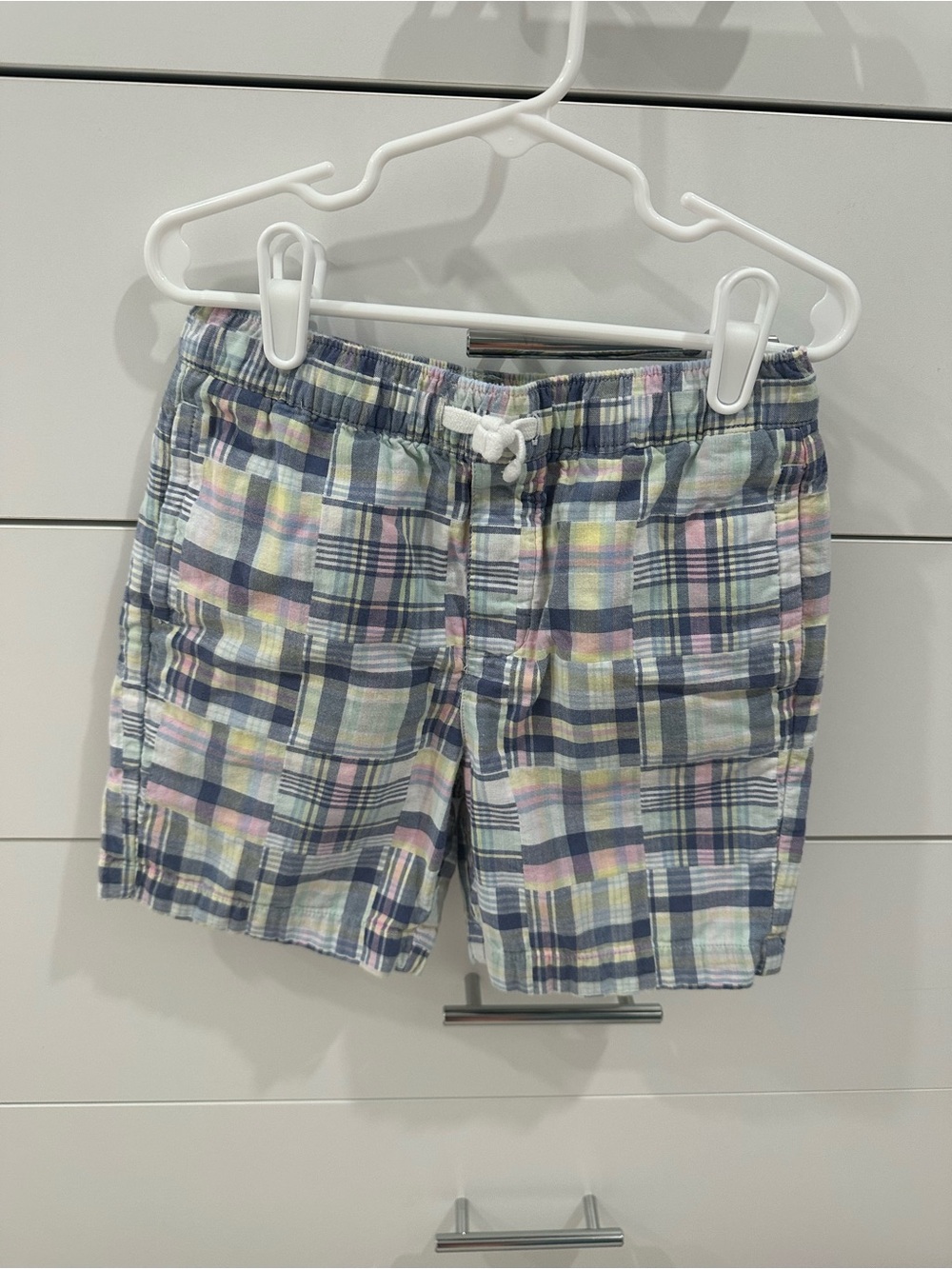 Janie and Jack Boys madras Drawstring Shorts - Blue, Pink, Yellow Size 7